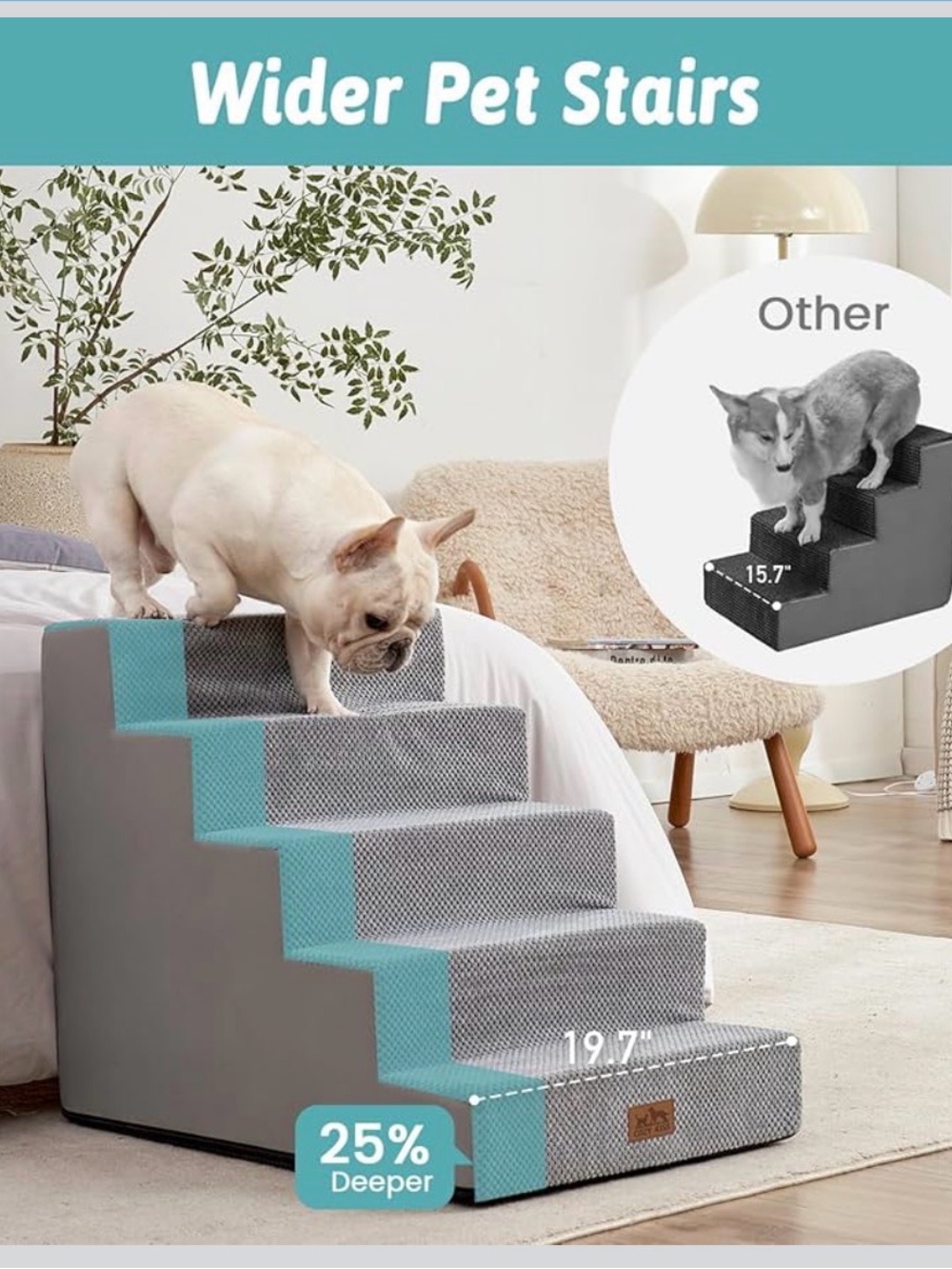 Pet Stairs in Light Gray